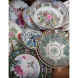 20th C Famille Rose fruit bowl and a selection of modern oriental ceramics (one box)