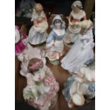 Seven Royal Worcester limited edition 'Old Country Ways' figurines, 'A Farmers Wife' No. 1832/