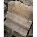 York Minster stone - Two 19th C large shaft moulding sections (45cm x 45cm x 42cm)