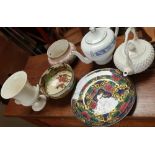 Royal Doulton Series ware D3395 bowl, Doulton cabinet type plate and jardinere, Wedgwood creamware