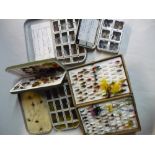 Collection of Trout and Salmon flies in three Wheatley Silmalloy fly boxes, a House of Hardy blue