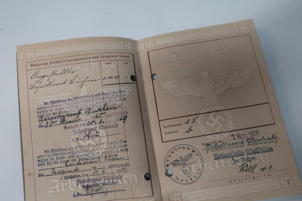 Group of six various assorted German Third Reich pass books, workers ID books, etc c.1930's - 40's - Image 3 of 3