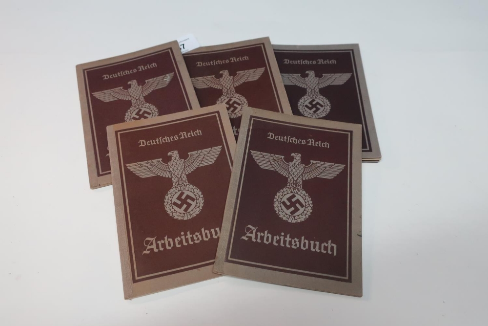 Group of six various assorted German Third Reich pass books, workers ID books, etc c.1930's - 40's