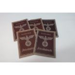 Group of six various assorted German Third Reich pass books, workers ID books, etc c.1930's - 40's