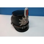 Circa WWI German military shako with central badge for Bavarian states and white oval metal hackle
