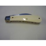 Sheffield made single bladed pocket knife with ivory grips, and working back detail