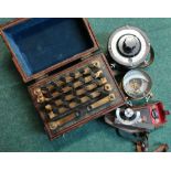 Mahogany cased standard OHMS Galvo Unit, a leather cased Galvo meter and other devices (4)