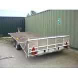 Car transport trailer, 16ft tilt bed with winch and spare wheel, vendor advised recently had a