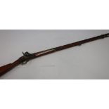 Unusual early 19th C Russian style percussion cap flintlock conversion carbine with 32 inch