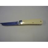 Sheffield made single bladed pocket knife with ivory grips, and working back detail