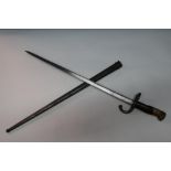 French gras type bayonet with 20 1/2 inch blade, with broad backstrap marked 1878 with two piece
