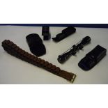 Selection of various shooting accessories including 12 bore cartridge belt, ear defenders, Viking