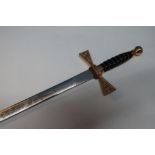 Wilkinson Sword Company commemorative sword for England with blade etched with jousting scenes,