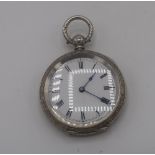 Victorian hallmarked silver cased key wind fob watch, white enamel Roman dial, inner case