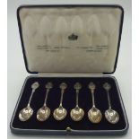 Set of six hallmarked silver teaspoons with Monarchs heads, King George VI, Princess Elizabeth