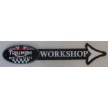 Reproduction cast metal Triumph motorcycle arrow workshop sign (52cm)