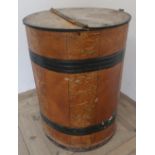 Large vintage metal flour bin with painted detail and hinged top (66cm)