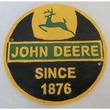 Large cast metal reproduction John Deere Tractor sign (24cm)