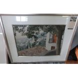 Simon Weaver, View from a Continental balcony, and Estuary scene, watercolour, signed, 45cm x