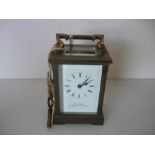 English carriage time piece, white enamel Arabic dial signed "The Chester Carriage Clock Company",