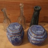 Two Ringtons Millennium blue and white hexagonal design tea caddies, other decorative ceramics