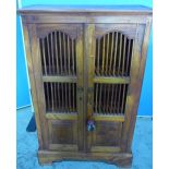 Colonial style cabinet, pierced and panel doors on bracket feet (65cm x 100cm x 34cm)