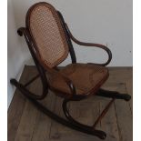 Early - mid 20th C child's Bentwood rocking chair, with cane-work seat and back