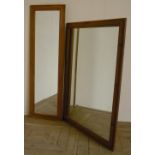 Pine framed rectangular wall mirror, a pine framed rectangular dressing mirror, (145cm x 102cm