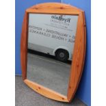 Large rectangular wall mirror in oval moulded pine frame (90 x 110cm)