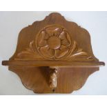 Yorkshire Oak: Colin Almack 'Beaverman' oak letter rack, Yorkshire Rose carved shelf on trademark