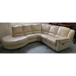 Lameteora Italian cream leather corner suite (280cm x 220cm x 100cm)