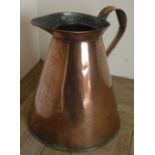 Large five Gallon copper measure with loop handle, top stamped GR, (44cm)