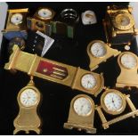 Collection of miniature quartz clocks including long-case, lantern etc (10)