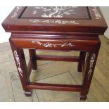 Small Chinese style rectangular hardwood and Mother of Pearl inlaid occasional table (28cm x 20.5