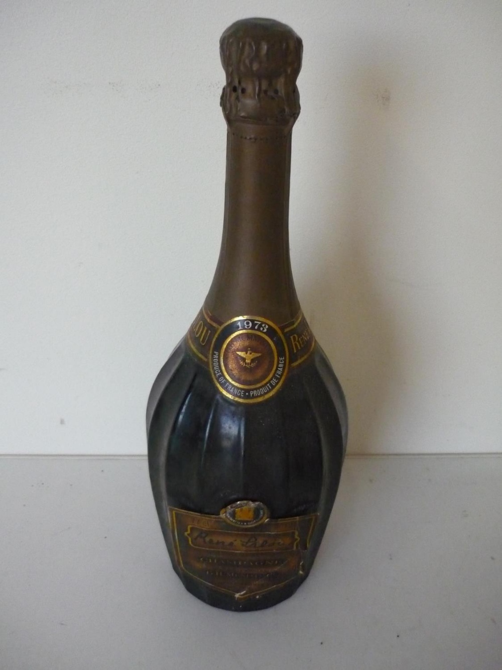 Bottle of Rene Lalou champagne, produced and bottled by G H Mumm and Co, 1973, 77cl, 12% vol