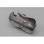 Edwardian hallmarked silver napkin clip, engraved with initials, Birmingham 1909 by Henry Williamson