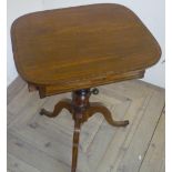 Regency ebony inlaid mahogany tripod reading table, hinged adjustable top with faux drawer and slide