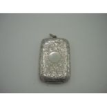 Victorian silver Vesta case, all over engraved with foliage, hinged lid, Birmingham 1887 (5.5cm)
