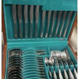 Canteen of Oneida Community stainless steel cutlery, for six covers, in teak finished case
