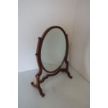 Edwardian framed toilet mirror, oval plate on open work frame (50cm)