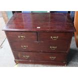 Victorian scumbled pine chest of two short and two long drawers, on a plinth base (91cm x 52cm x