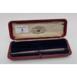 Waterman's fountain pen, silver line and dot decorated case hallmarked London 1910, with screw off