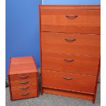 Modern mahogany finish tall four drawer filing cabinet and a four drawer pedestal cabinet (84cm x