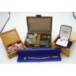 Collection of costume jewellery including rings, silver bracelet stamped 925, sterling silver and