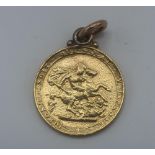 George III Sovereign, 1817 with soldered ring mount, 8.7g