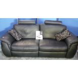 Natuzzi black leather sofa with touch sensitive reclining action seats, with Natuzzi catalogue (