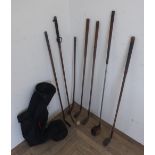 Six Hickory Shafted golf clubs, variously stamped, Mashie Niblick, Special Sammy for Wetherby, Filey