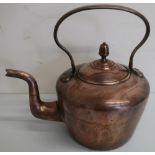 Large Victorian copper kettle, with brass scroll handle and acorn finial (height 25cm)