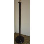 Carved Chinese hardwood standard lamp on circular base