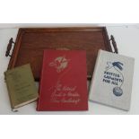 Edwardian oak rectangular twin handled tray and a selection of various books on needlework, Cassells